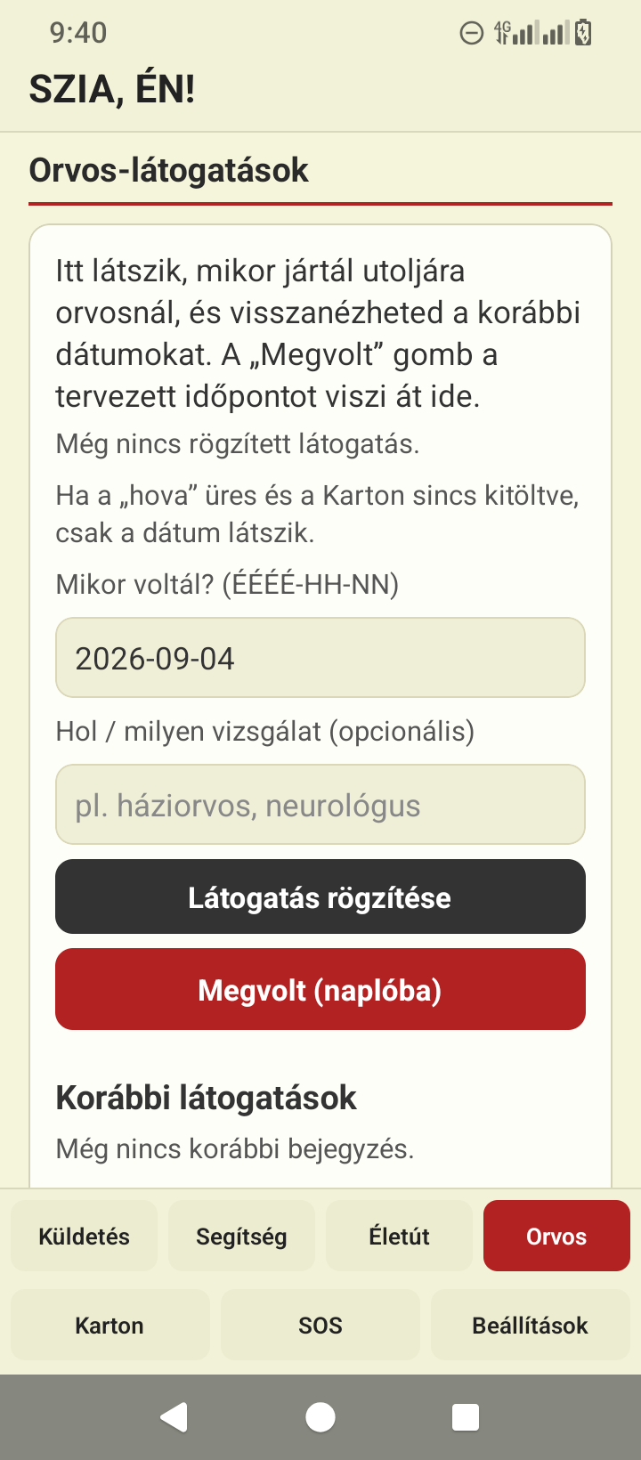 SZIA, ÉN! Orvos menü